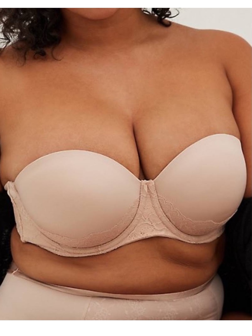 Torrid Strapless Nude Beige Lace Trim Push-Up Bra 42D